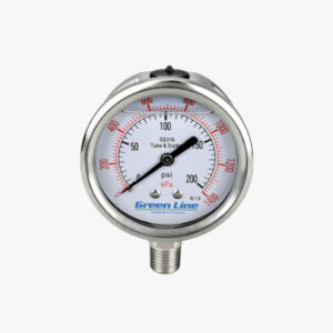 Manómetro de alta presión en acero inoxidable 304–316L con carátula analógica, rango hasta 20,000 PSI